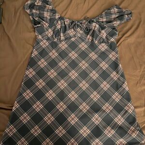 SO Black and White Plaid Mini Dress